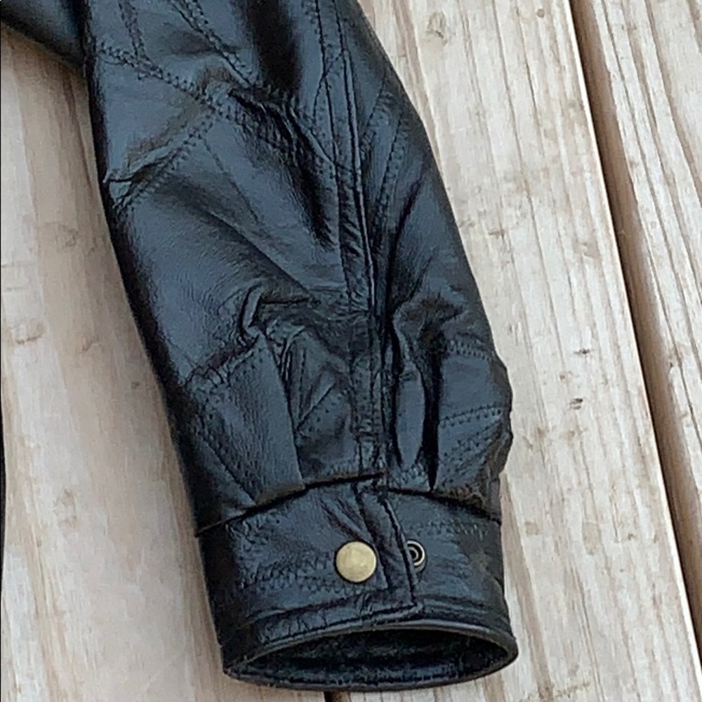 Italian Stone Design Patchwork Leather Jacket Xl - image 4